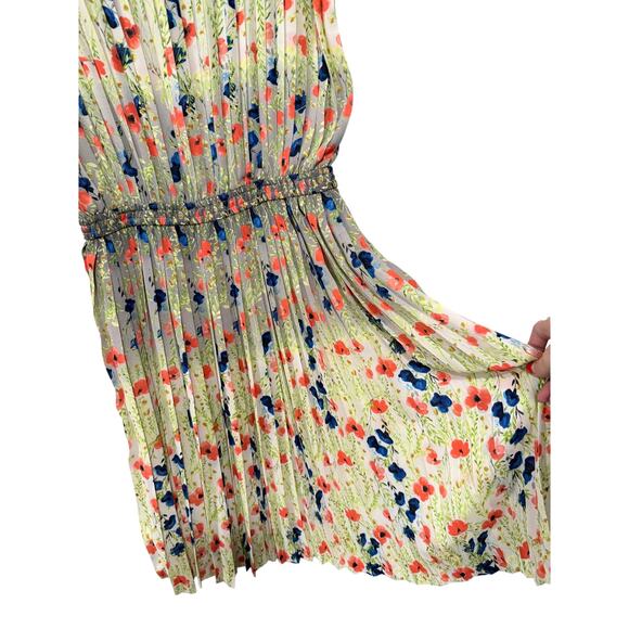 NEW! Anthropologie S Meadowlight Pleated Dress Fit&Flare Floral Elastic Waist - Picture 8 of 15